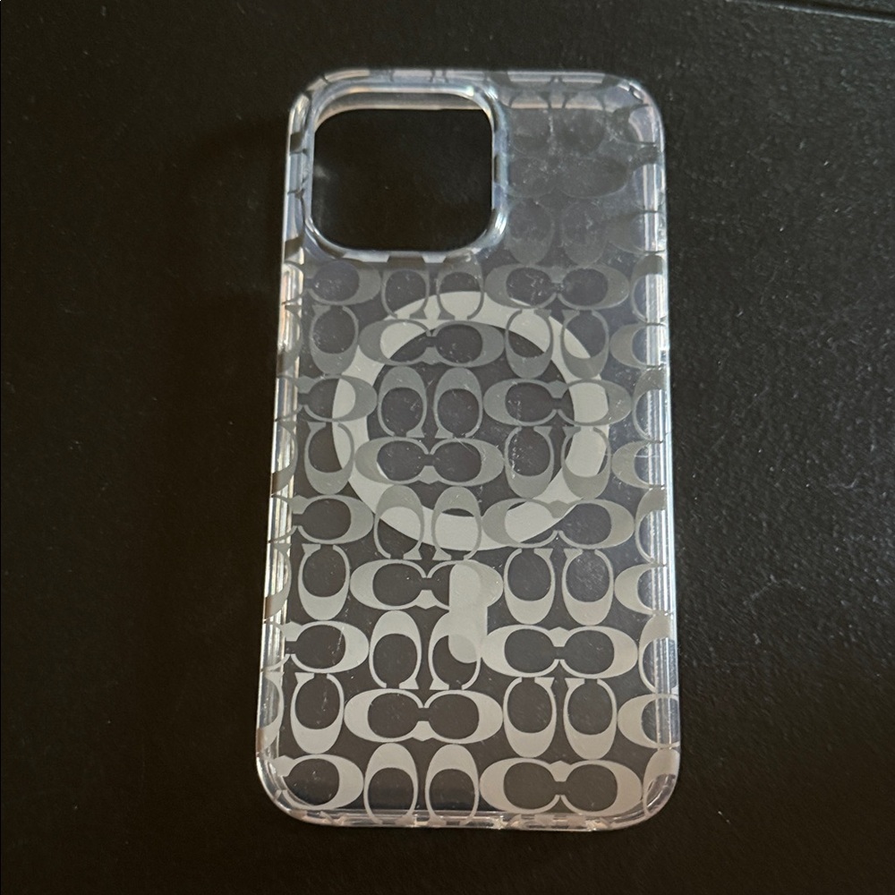 Coach Signature Clear and Gray Phone Case 14 PRO MAX
